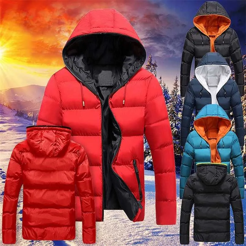 男性の冬のコートダウンジャケット厚さの暖かいジャケットパーソナリティフード付きダウンコート屋外のフグジャケットファッションバブルコート211124
