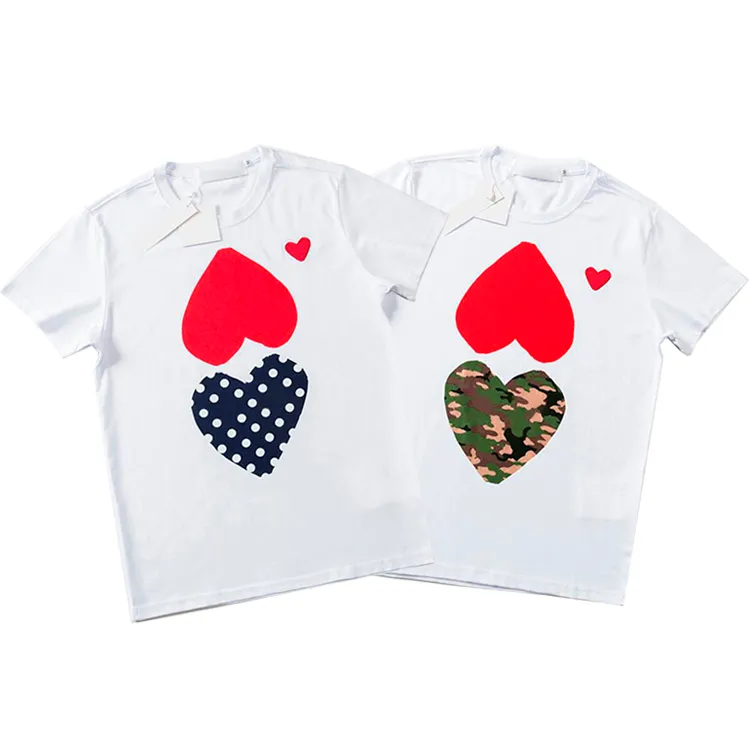 Women Fashion Tees Summer T-shirts Womens Tops with Heart & Eyes Printing Men T Shirts Female Boys Girls Pullover Short Sleeve