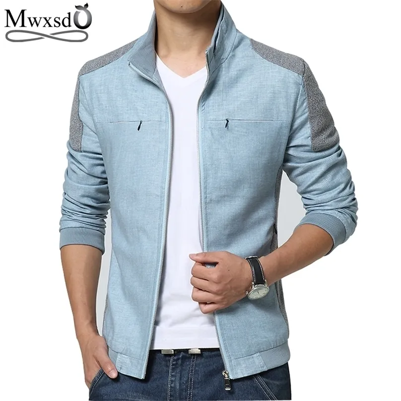 Mwxsd Brand Spring autumn Men Jackets Fashion Casual Men's Coats Slim Fits Plus Size 3XL Linen Clothing Soft Outwears 220301