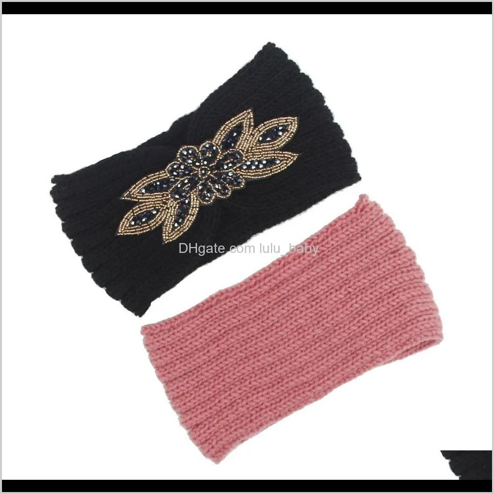  diamond knitted crochet headbands women winter sports hairband turban head band ear muffs cap headbands for party
