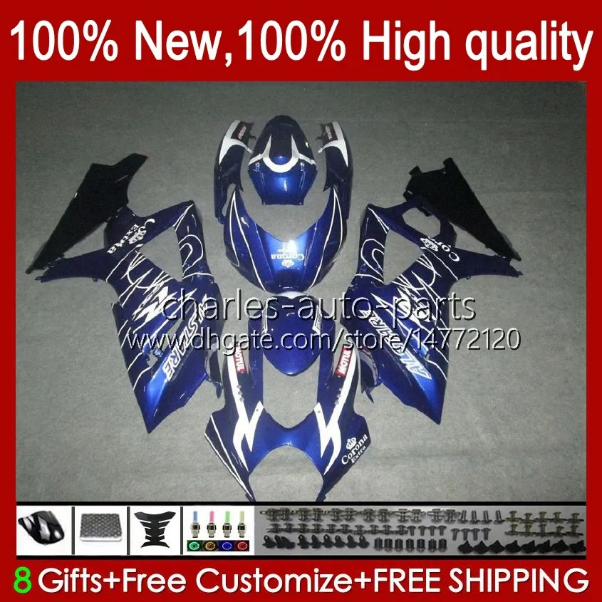 スズキGSX R1000 GSXR 1000 1000CC 2007-2008 48NO.54 GSX-R1000 GSXR1000 K7 07 08 GSXR-1000 GSXR1000CC 2007 2008 OEMフェアリングキットブルーシルバー