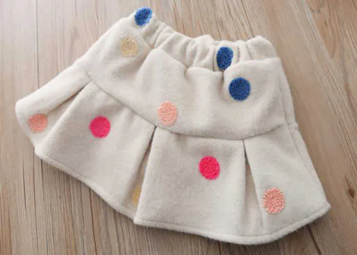 Baby Girl Winter Warm Clothing Kid Girl Polka Dot Skirt Plush Two-piece Suit Doll Collar Wool Sweater Plus Velvet Thickening Set