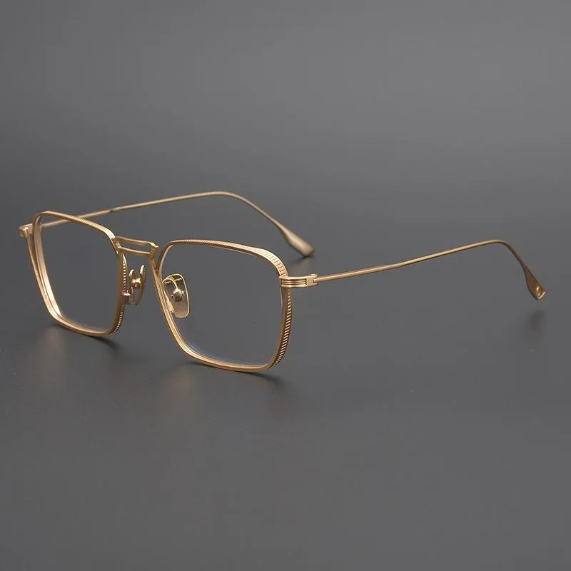 Montature per occhiali da sole alla moda Occhiali da vista di marca in metallo titanio per uomo Miopia Occhiali da vista montatura retrò quadrata
