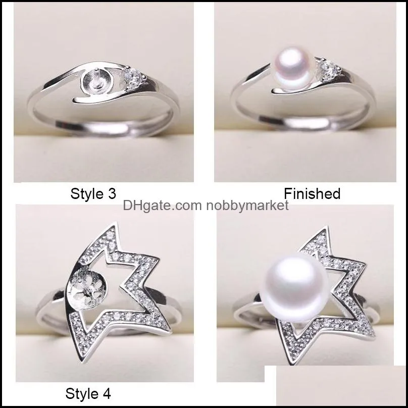 New Design 925 Sliver Rings Settings DIY Pearl Ring for Women DIY Rings Adjustable Size Jewelry Settings Christmas Statement Fashion