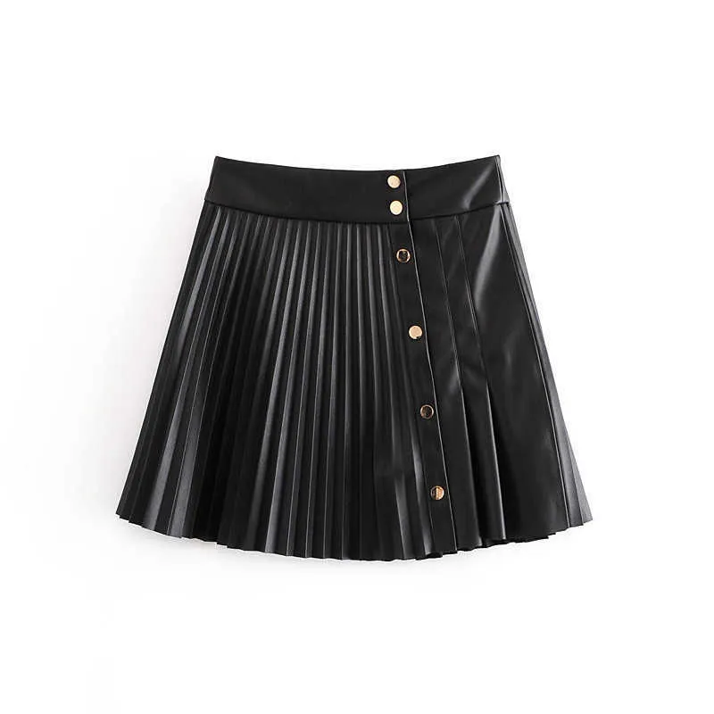 Za Elegant Faux Leather Mini Pleated Leatherette Leather Pleated