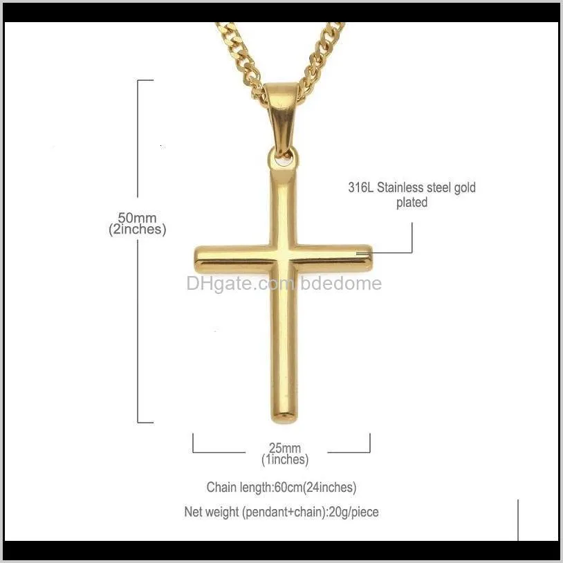 mens stainless steel cross pendant necklace gold sweater chain necklace new fashion hip hop necklaces jewelry