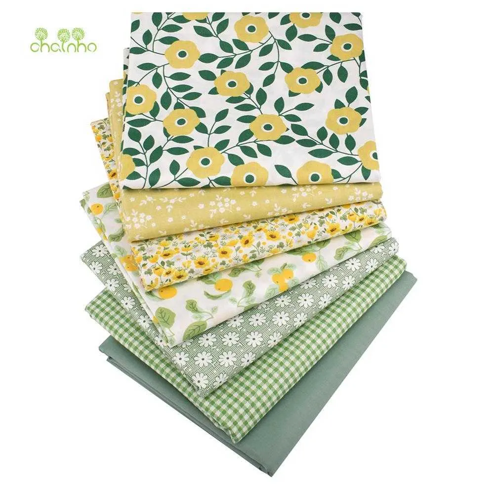Chainho, 7st, Blomserie, Tryckt Twill Bomullstyg, Patchwork Cloth för DIY Sy Quilting Babymajs material, 40x50cm 210702