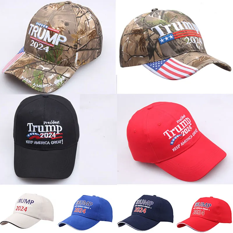 Camo Camouflage Donald Trump 2024 Hat Presidential Election Make America Great MAGA Caps USA Flag 3D Embroidery Letter Men Sport Baseball Cap for Women Female