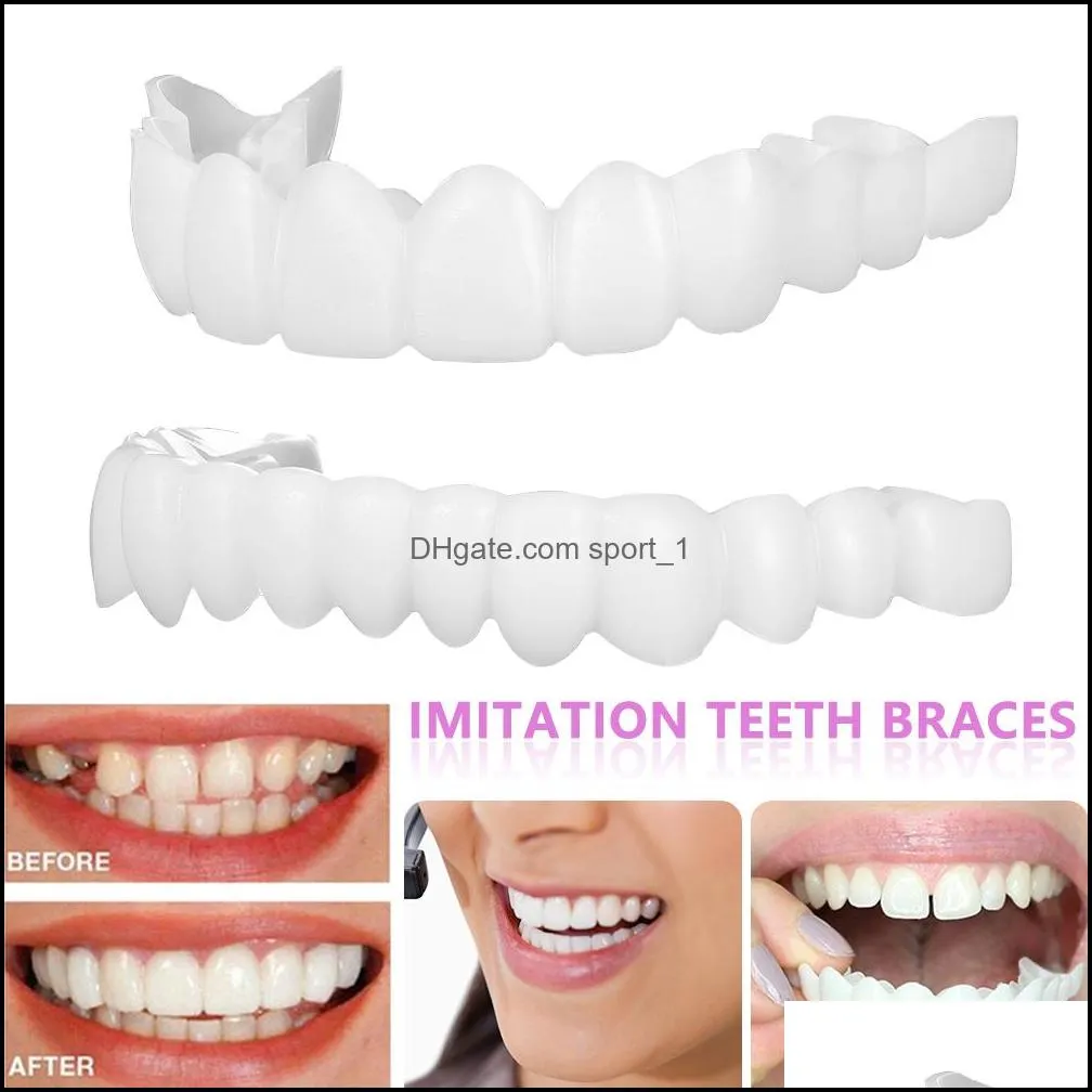 Upper/Lower Cosmetic Denture Polyethylene Grills Fake Tooth Cover Simulation Teeth Whitening Dental Brace Oral Care Beauty Snap on