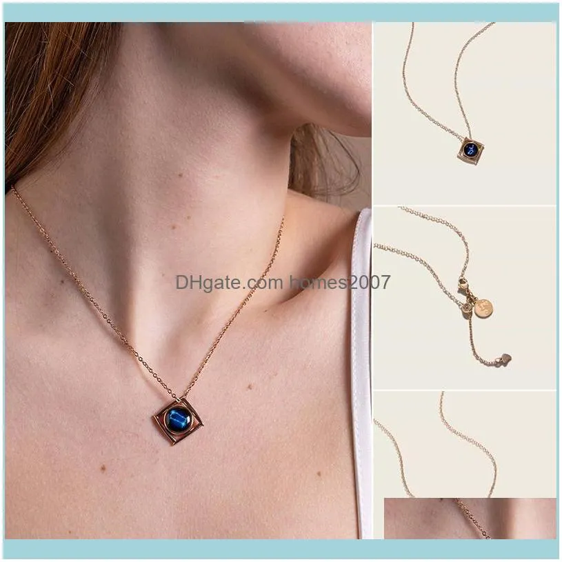 Ly Astral Tetrad Necklace In Rose Gold With Constellation Pattern Women`s Clavicle Chain Jewelry Gift DOD886 Chains