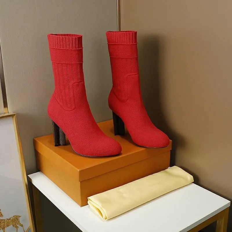 激安通販店 イタリア高級冬の靴下ヒールのヒールブーツファッションセクシーなニット弾性クラシックデジットレディレターハイブーツを Dhgate Japan ファッション通販サイト Acelerando Com Ec