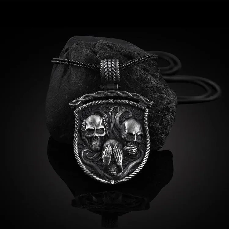 Hängsmycke Necklaces Gothic Style Skull Tag Mäns Hip Hop Punk Halsband Metall Tillbehör Gränsöverskridande Smycken