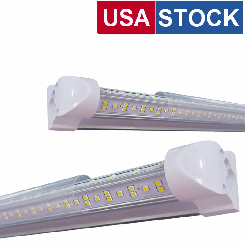 8ft LED-rörlampor T8 Integrerade V-formade lysdioder Lysningskylare 6000-6500K 4ft 5ft 6ft blyfluorescerande rör BULB 36W 72W 100W 144W lager i USA