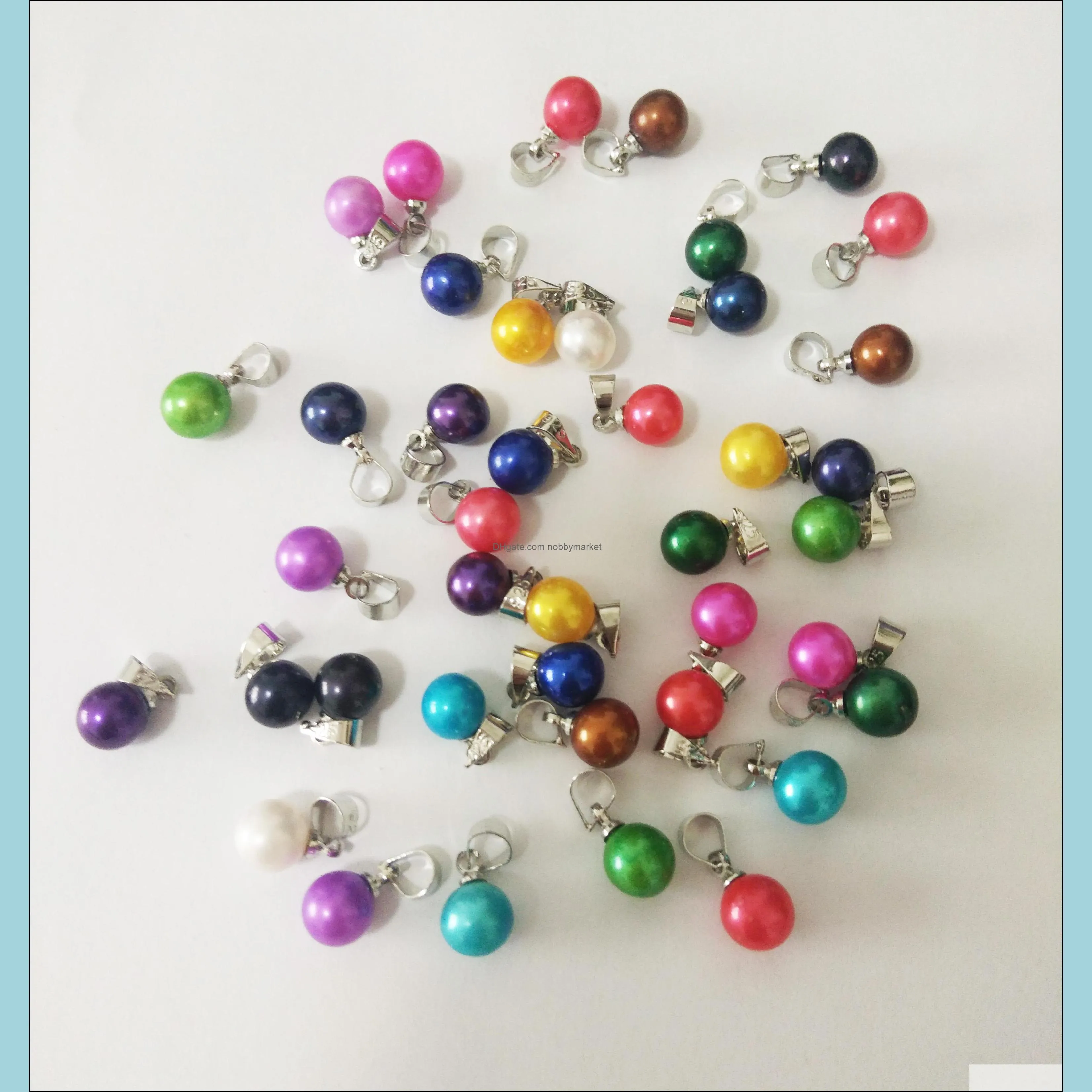 10Pcs Loose Round Pearl Pendant 6-8mm Size In Random Freshwater Round Pearl Simple Pendants Mixed Color Love Wish Best Gift for Women