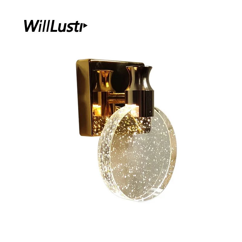 Nordic Crystal Wall Lampa Luksusowy Metal Light Hotel Restauracja Bar Cafe Aisle Wraniacz Lustro Wezwanie Nowoczesne Złoto Silver Led Sconce