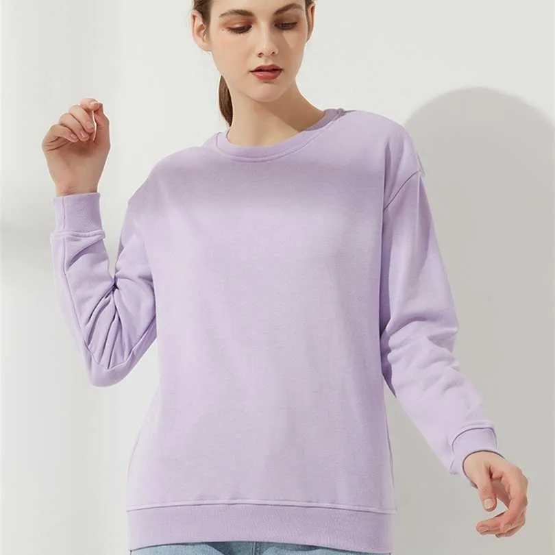 Sweatshirts Wixra Solid Top Basic O-Leck Ladies Long Manches à manches longues Fashion Fashion Autumn plus taille 211220