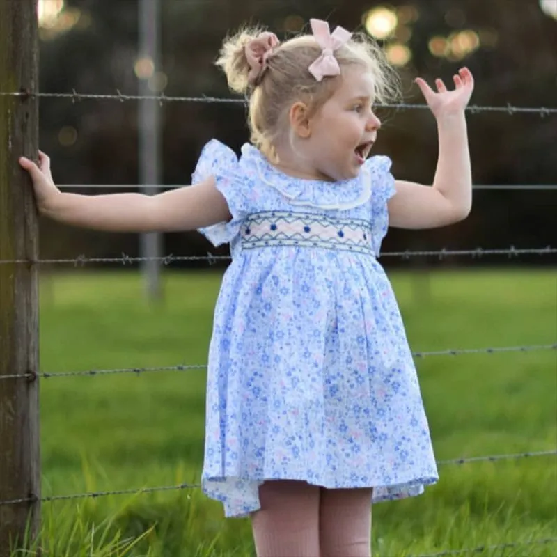 Handmade Spanish Smocked Floral baby dress for baby Girls - Boutique Infant Smock Frocks and Children's Clothes (210317)