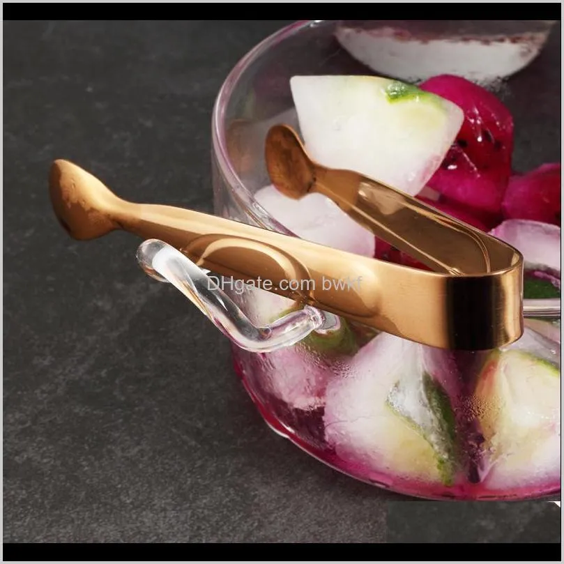 stainless steel rose gold silver ice tong portable barbecue bbq clip bread food square sugar cake ice clamp bar kitchen tool 1pc