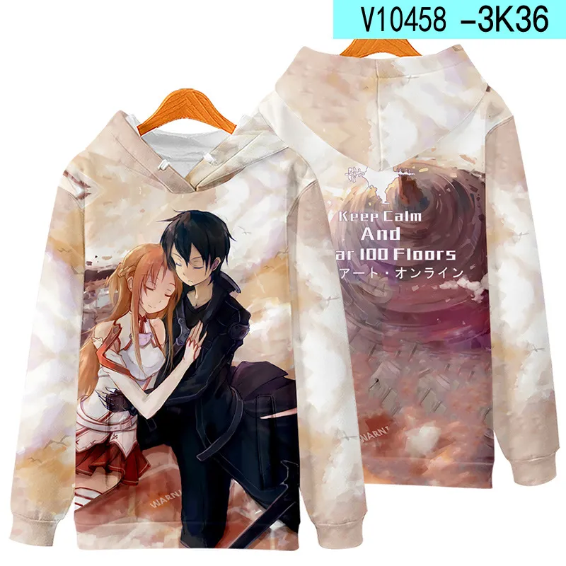 Sword Art Online Anime Hoodie Kirito and Asuna Unisex Pullovers