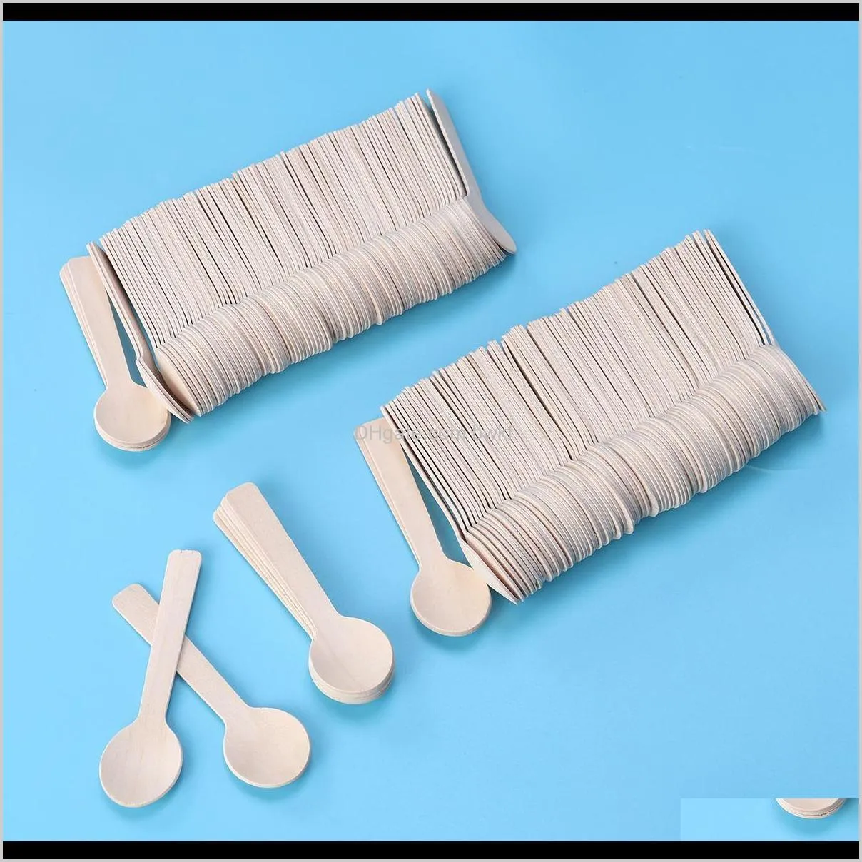 fashin 200pcs disposable wood tableware dinnerware premium safe spoons cutlery tableware for outdoor picnic hiking party