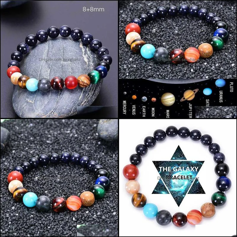 Fashion Universe Solar System Eight Planets Bangle Beaded Chakra Yoga Bracelet For Women Men Friends Nice Gift Jewelry1