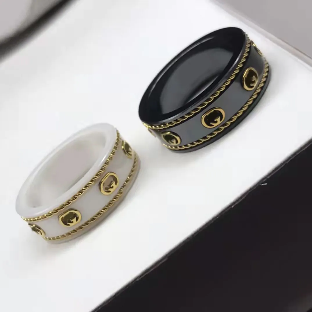 2021 new fashion ceramic Band Rings high quality couple ring simple wedding jewelry with box