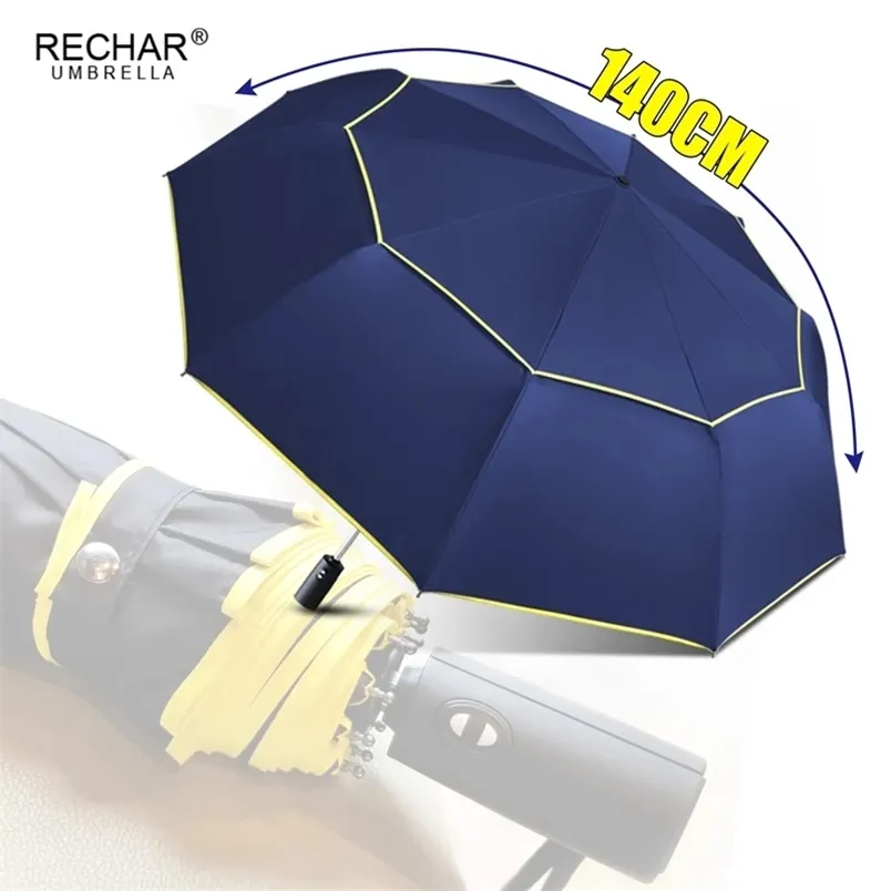 120cm helt automatiskt stort paraply 2-lager 3-lager regn vikning 10 revben vind paragliding mode verksamhet 210721