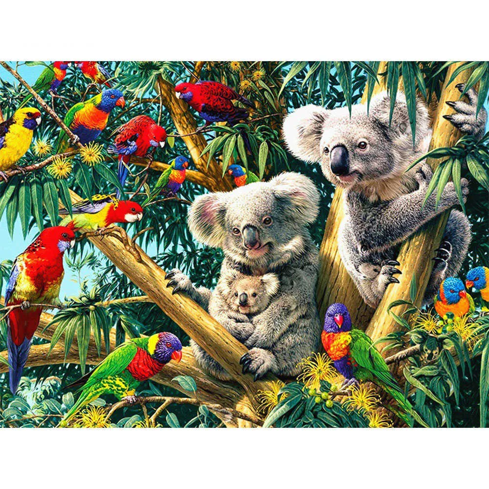 Peinture diamant thème Koala, carré complet, décoration de maison, image brodée, Kit d'art mosaïque artisanal