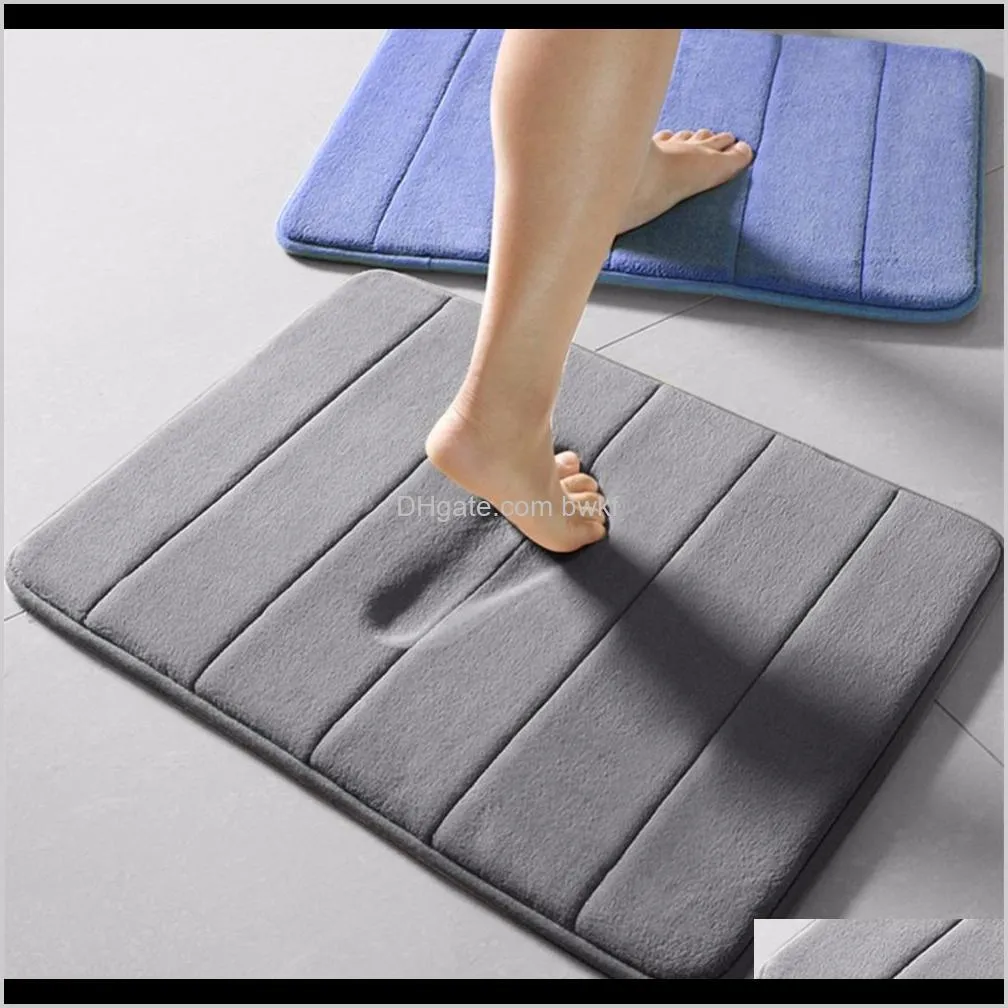 1pc 40x60cm home bath mat non-slip bathroom carpet soft coral fleece memory foam rug mat kitchen toilet floor decor