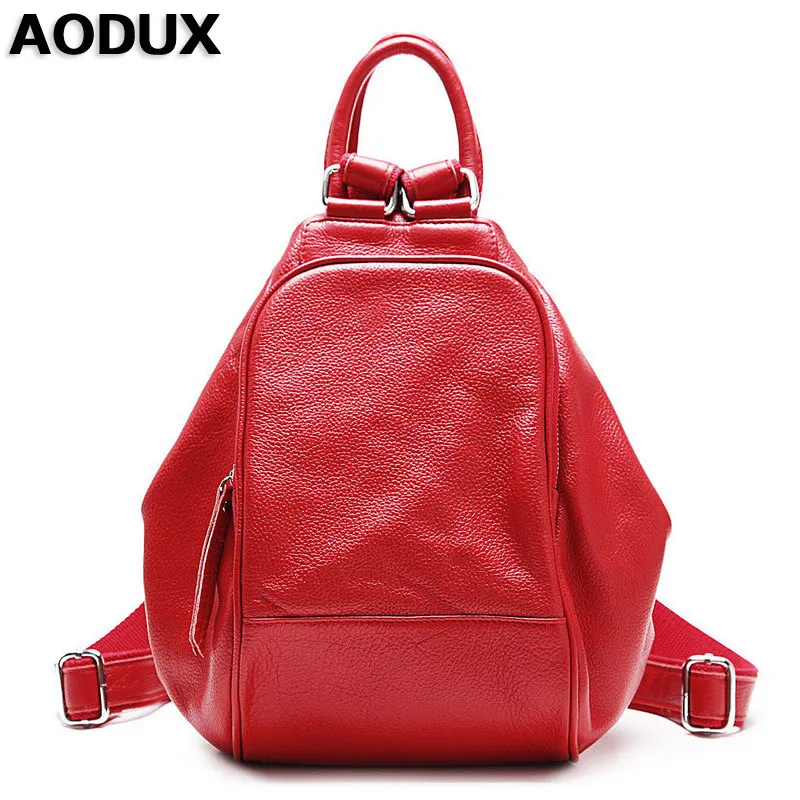 AODUX Elegant 100% Genuine Leather Women Backpack Female Top Layer Cowhide Ladies Bags First Layer Cow Leather Ladies Backpacks