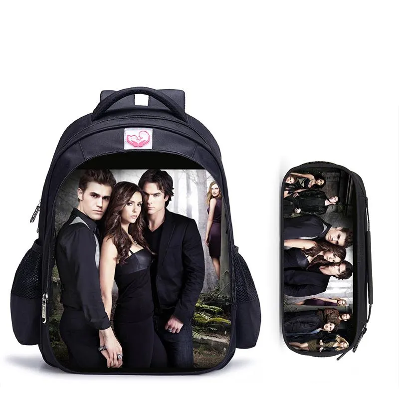 Backpack 16 Inch Vampire Diaries Children School Bags Orthopedic Kids Boys Girls Mochila Infantil Cartoon