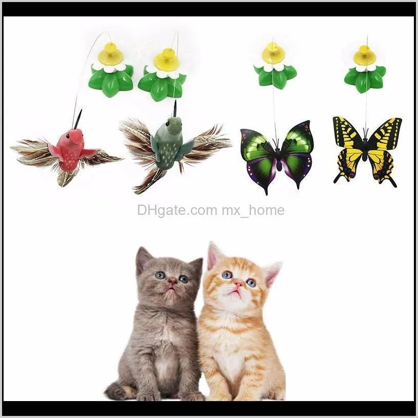 interactive electric rotating 360 pet cat toy kitten dog colorful butterfly bird seat scratch playing training product supplies