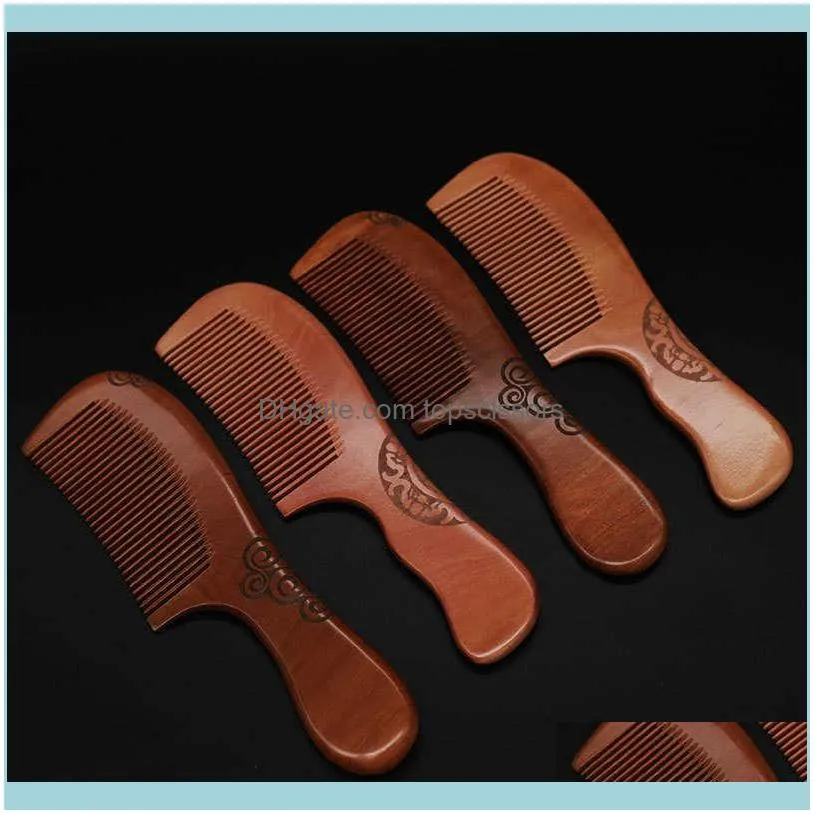 Hair Brushes New thickened old peach wood carving comb combs