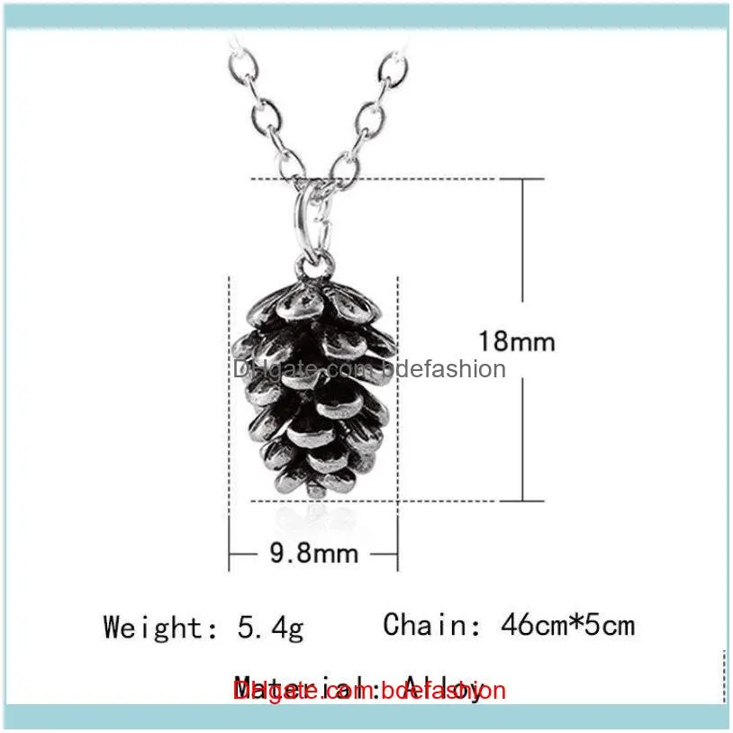 Creative Pinecone Pendant Necklace Woman Gold / Silver Color Alloy Pinecone Necklace Fashion Hip Hop Rock Jewelry Accessories