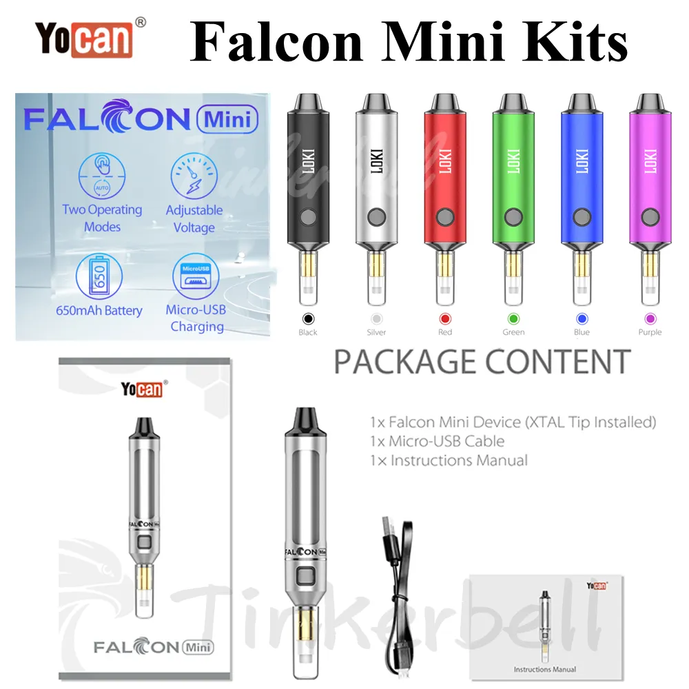 Mini kit originali YOCAN FALCON MINI KIT E Sigaretta Penna a cera 650mAh Batteria 6Colors 510 Thread Thread XTA Tensione regolabile Tensione regolabile e kit cig