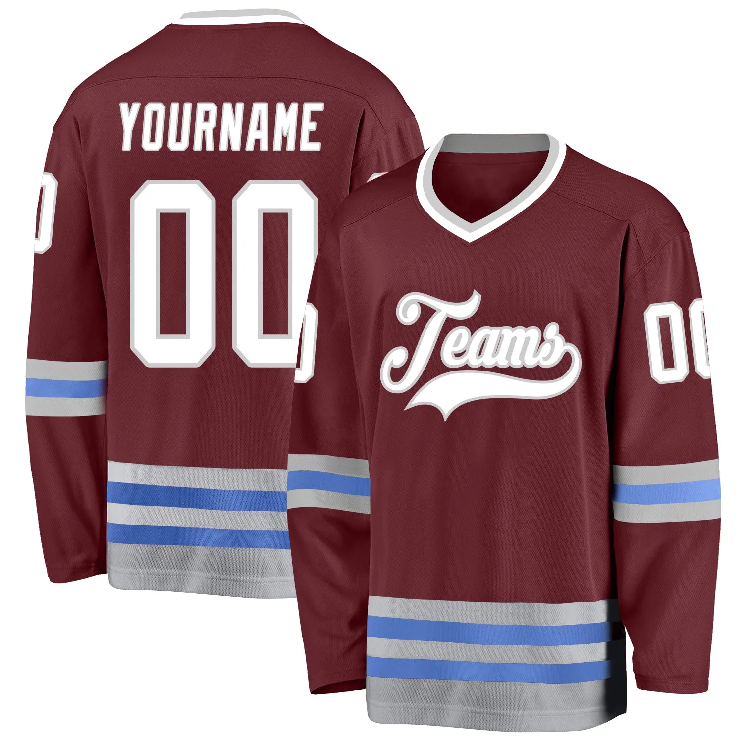 Jersey de hockey bleu-bleu de Bourgogne sur mesure