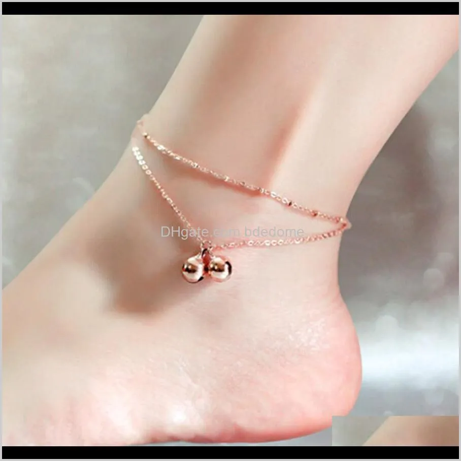 Chevilles Drop Livrot 2021 Bijoux de mode Simple Bell Pendant Gol Color Metal plaqué Chaîne pour femmes Foot Anklet Small Gift E1rzt