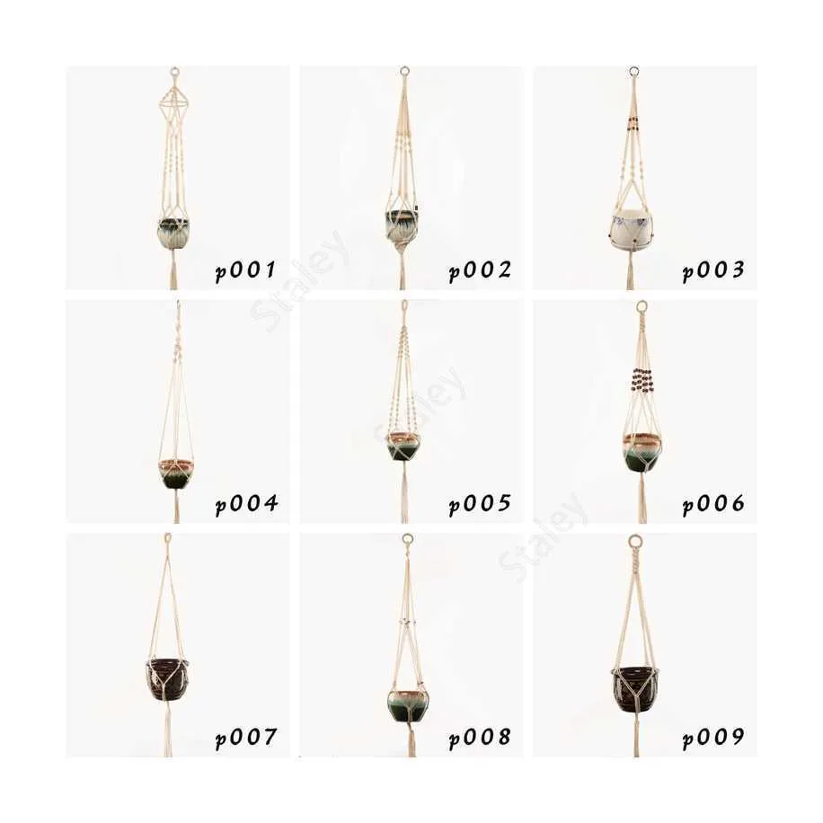 Plant Hangers Macrame Bloem Potten Houder Touw Gevlochten Opknoping Planter Mand Home Creatieve Tuin Decor 8 Ontwerpen Optionele DAS245