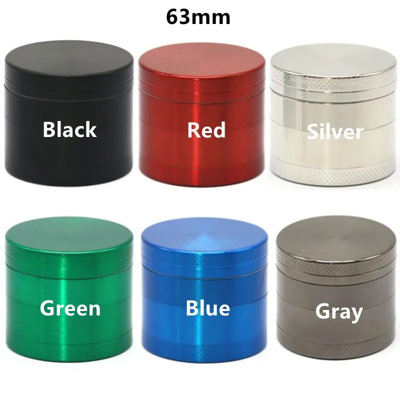 Metal 4 Layers Portable 63mm Grinder OEM Logo Smoking Tobacco Dry Herb Zinc Alloy Grinders Hand Muller Colorful Crusher