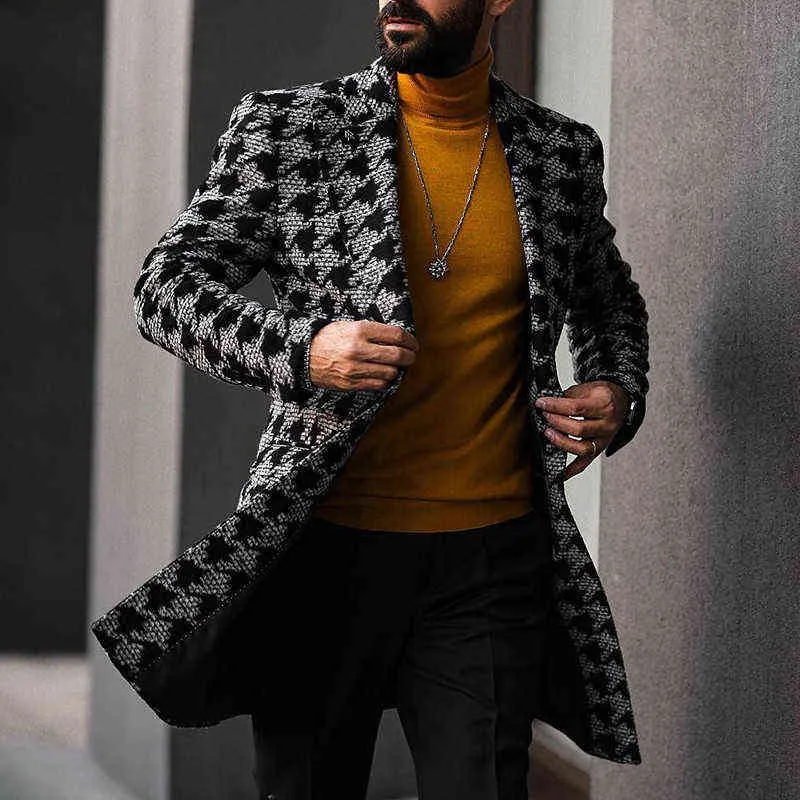 Giacca Cardigan Lunga Uomo Uomo Elegante Cappotto Di Lana A Petto