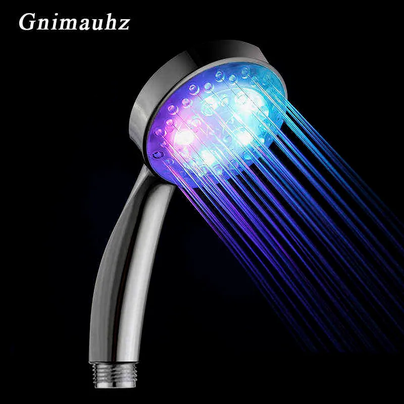 Colorful Romantic Automatic Magic 7 Color 5 LED Lights Handing Rainfall Shower Head,Water Bath Bathroom New Round Head Freeship H1209