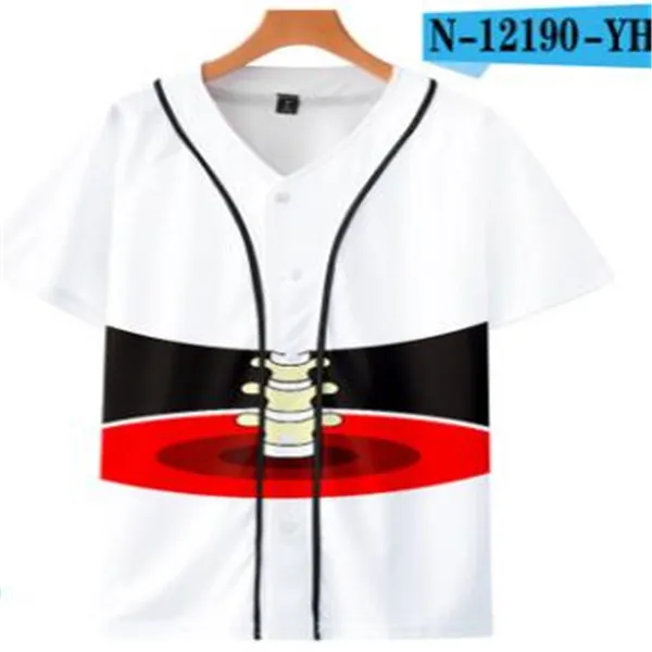 Mäns Baseball Jersey 3D-T-shirt Tryckknappskjorta Unisex Summer Casual Undershirts Hip Hop Tshirt Teens 048