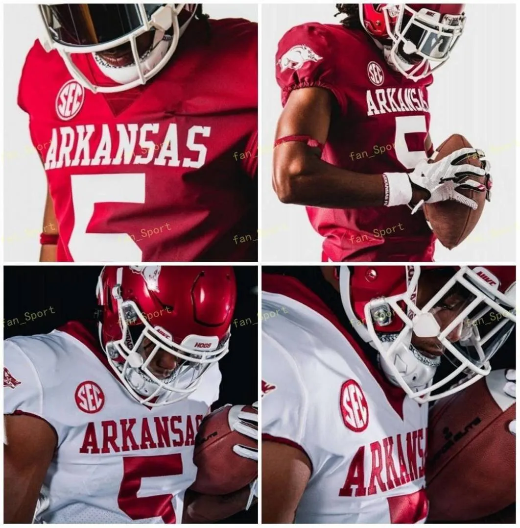 NCAA College Jerseys Arkansas Sec 11 Jaquayln Crawford 66 Ty Clary 10 De'Vion Warren 17 John David مخصص كرة القدم مخيط