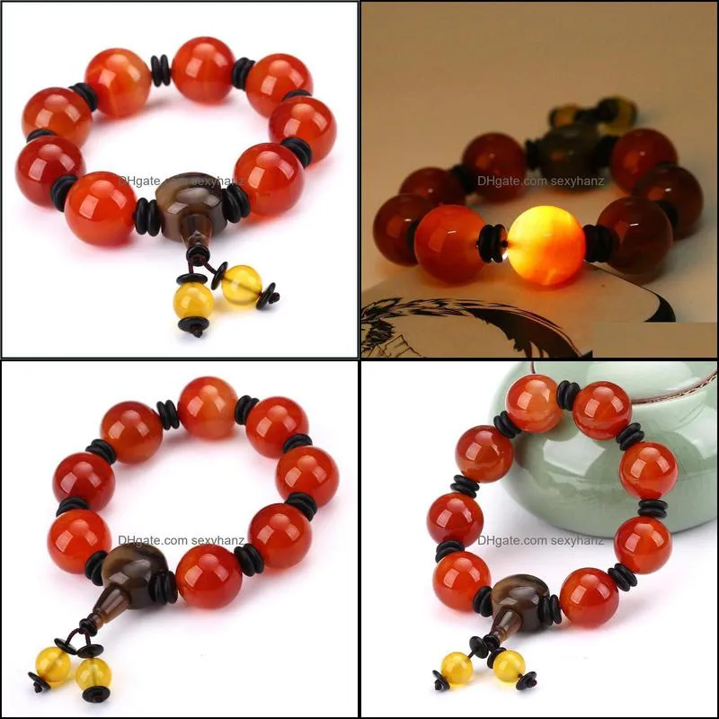 Beaded, Strands Red Yu Bead Male Bracelet Buddha Beads Natural Stone Jewelry Power Chakra Balance Beadslgbt Handmade Myanmar Bangles/