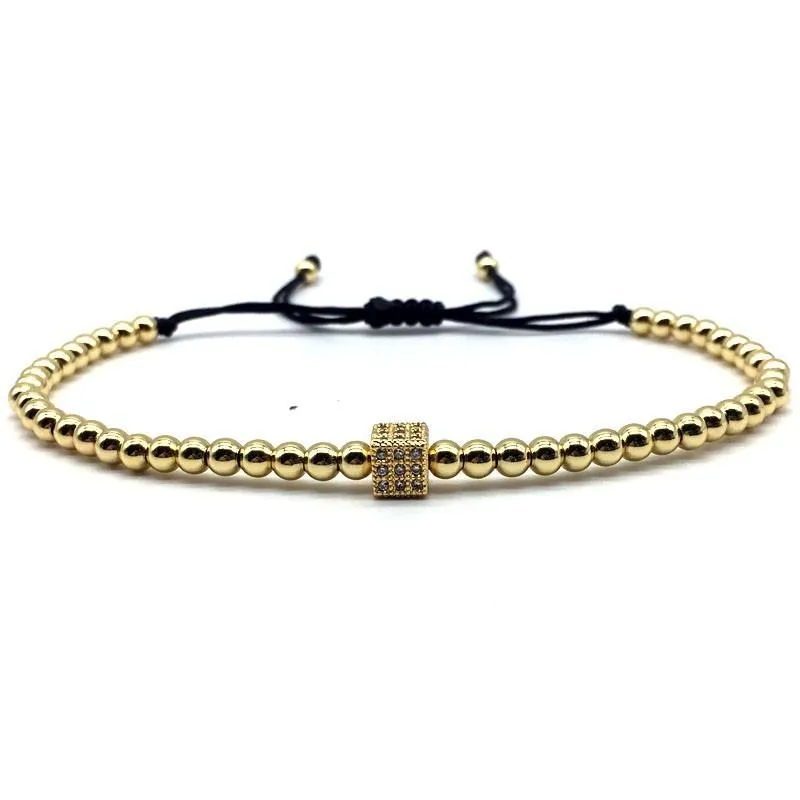 Bedelarmbanden kubus armband mannen 2021 mode gouden kleur pave cz touw kraal voor sieraden cadeau Pulsera Hombre