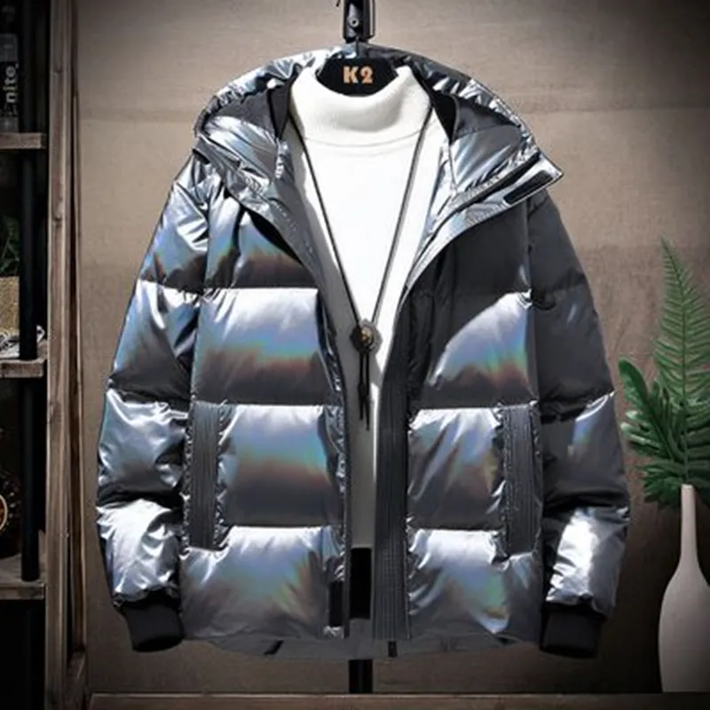 Erkekler parlak kapüşonlu aşağı ceket moda trendi çiftler fermuar artı boyutu rüzgar geçirmez kirpi palto tasarımcı kış lüks ekmek sıcak puf ceketler