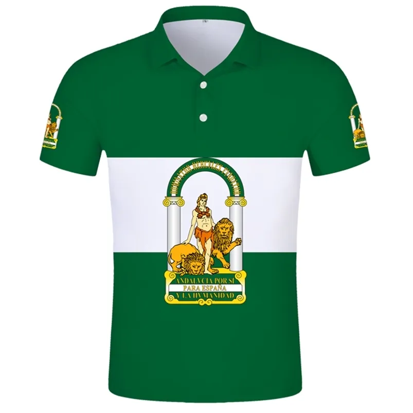 الأندلس بولو قميص مجاني مخصص اسم الاسم إشبيلية قميص بولو طباعة العلم كلمة مالقة كاديز غرناطة huelva الممرية إسبانيا 210329
