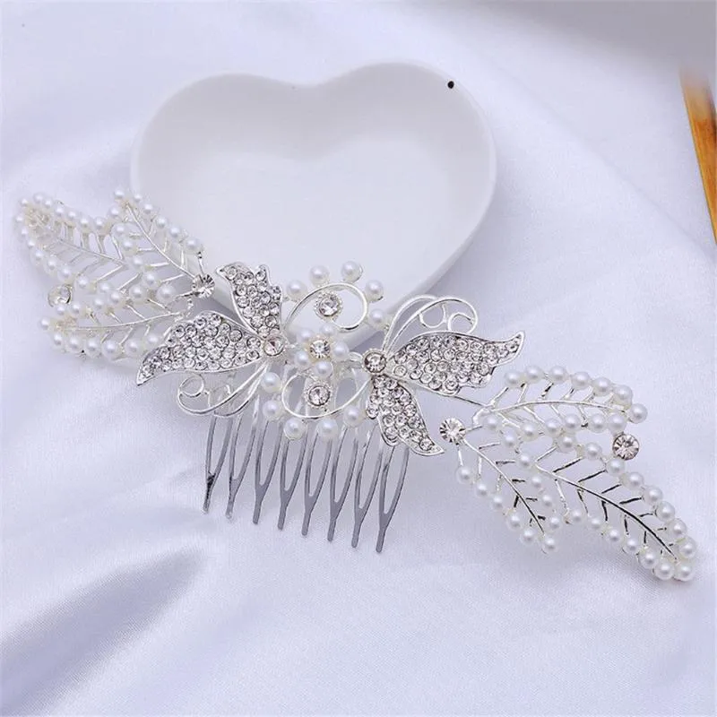 Hair Clips & Barrettes Women Girls Butterfly Jewelry Brides And Bridesmaids Pearl Pins Wedding Comb Accessory