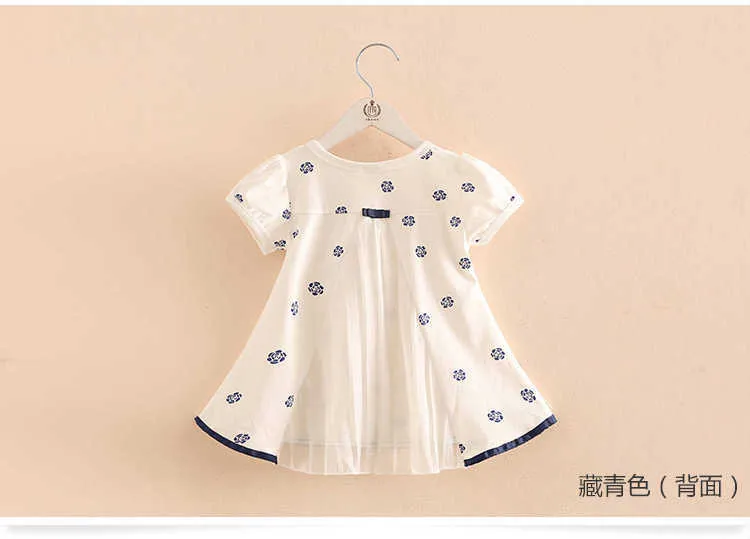Girl Clothes Hot Summer Flower Print Bow Decoration Cool Design Short Sleeve O-Neck Chiffon T-Shirt Kids Girl (4)