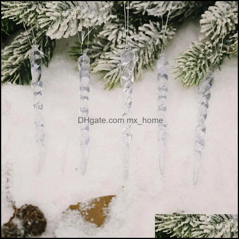 Christmas Simulation Ice Xmas Tree Hanging Ornament Fake Icicle Winter Party Christmas New Year Decoration Supplies DHL Free Shipping